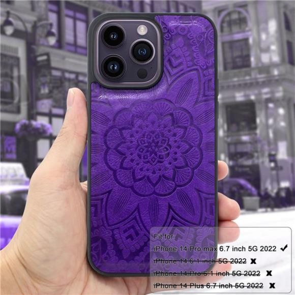 For iPhone 14 Pro Max 6.7in 5G 2022 Durable PU Leather Wallet Case with Strap - Picture 6 of 6